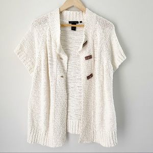 Cream White Cardigan Kimono Short Sleeve Sweater